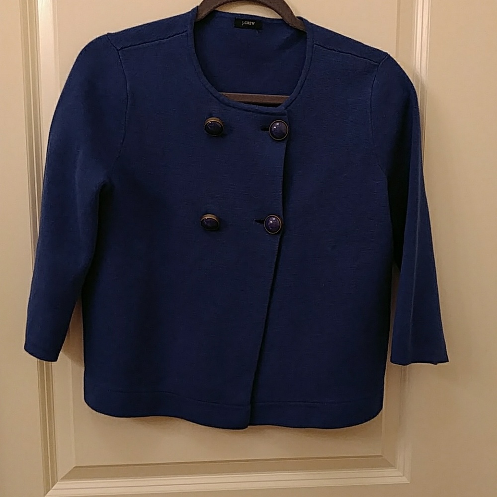 J. Crew sweater jacket small-medium EUC Blue